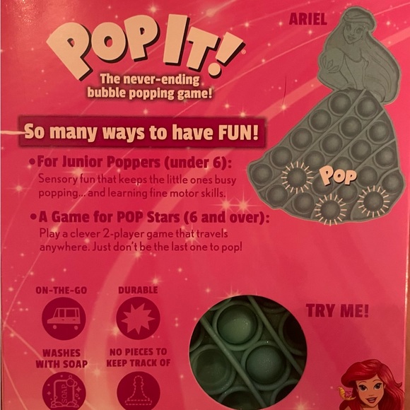 Pop it! Disney Princess Ariel Bubble Popping and Sensory Game Brand New - Picture 2 of 3